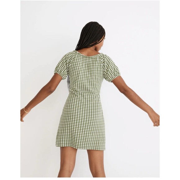 NEW Madewell Jacquard Puff-Sleeve Mini Dress in Gingham Check‎ Size S - Picture 5 of 10